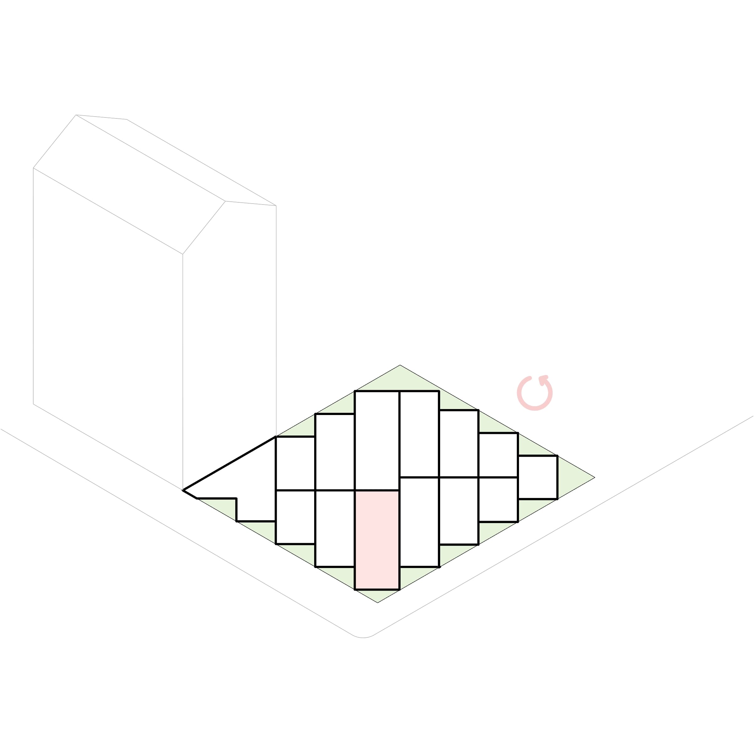 Diagramm: Drehung des Entwurfsrasters um 45 Grad