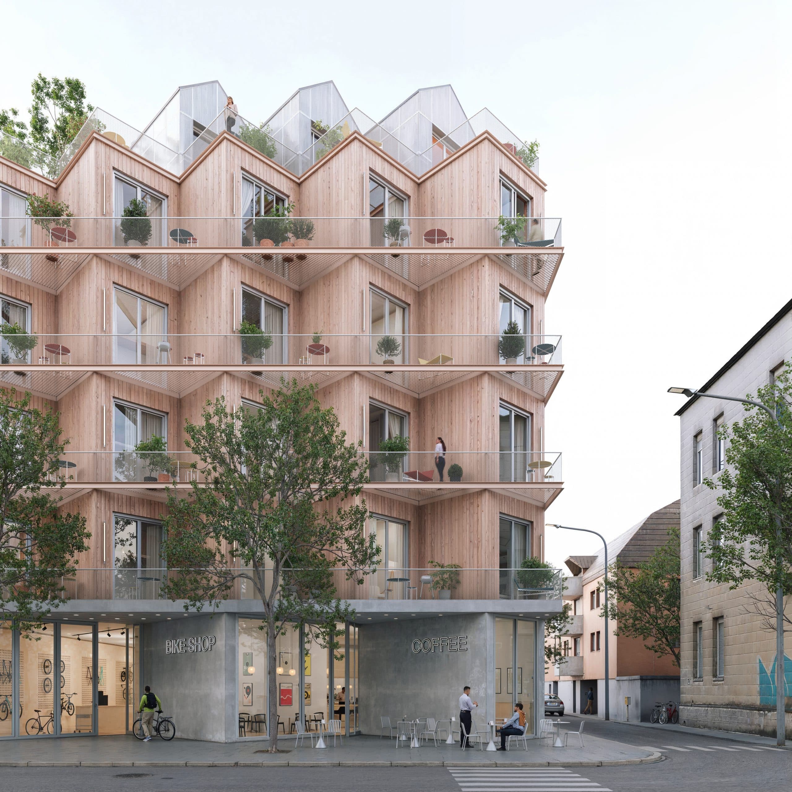 K21 Hotel+ – Hybridgebäude an der Straßenecke in Ulm