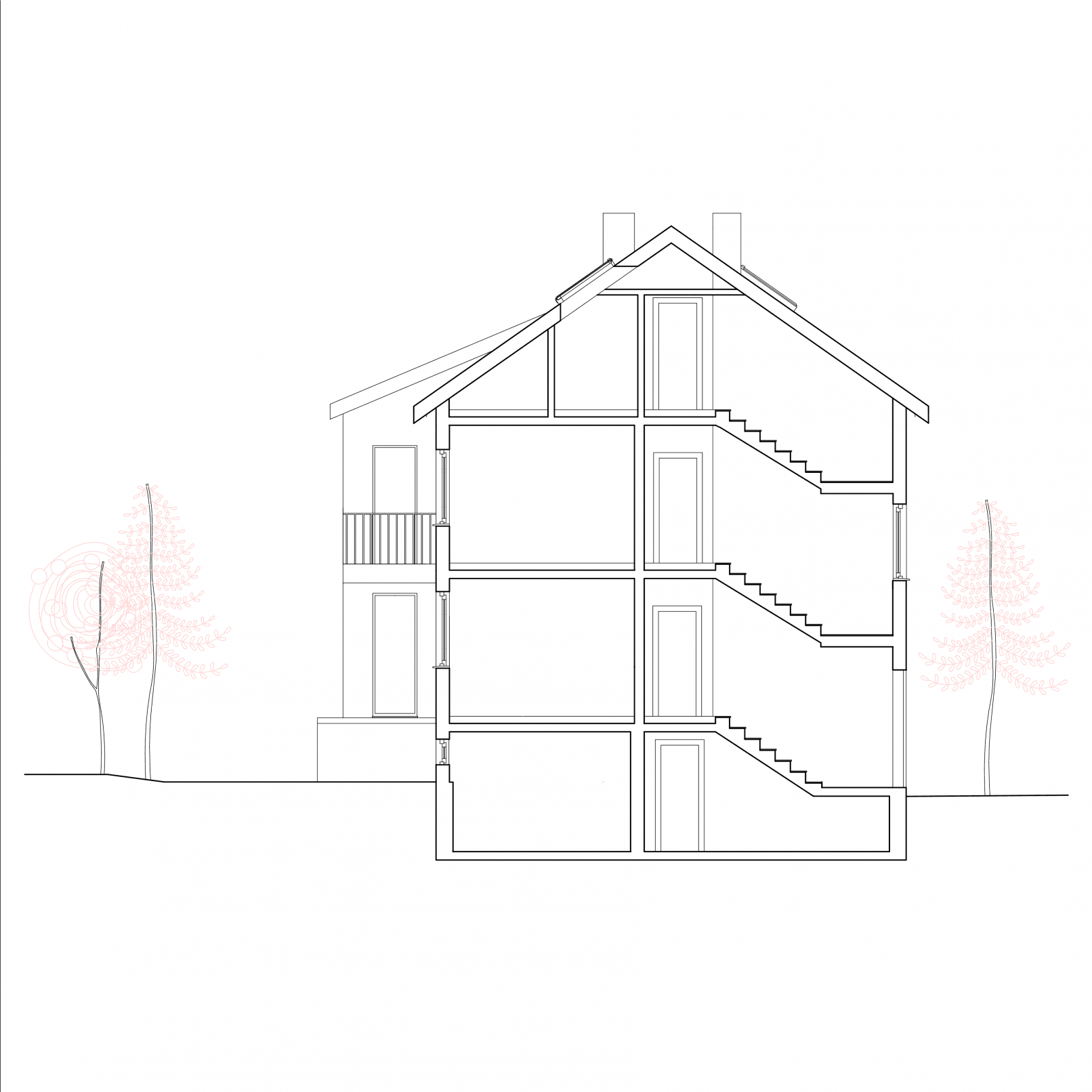 Haus U5, Schnitt Bestand